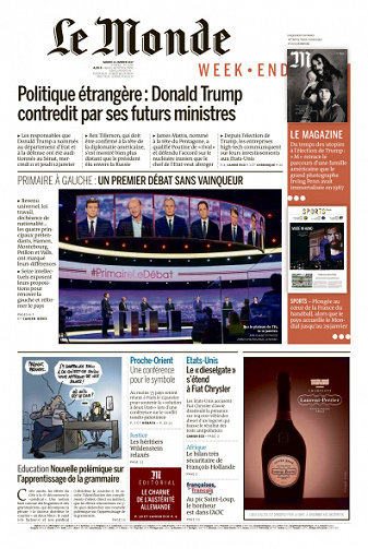 Le Monde du Samedi 14 Janvier 2017
