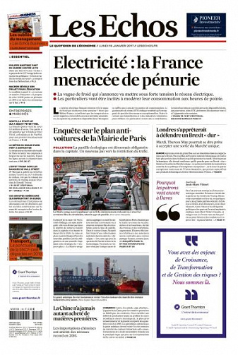 Les Echos du Lundi 16 Janvier 2017