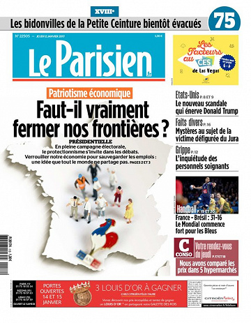Le Parisien + Journal de Paris du jeudi 12 janvier 2017