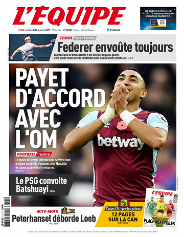 L’equipe du Vendredi 13 Janvier 2017