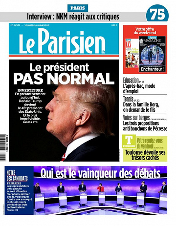 Le Parisien + Journal de Paris + Magazine du vendredi 20 janvier 2017