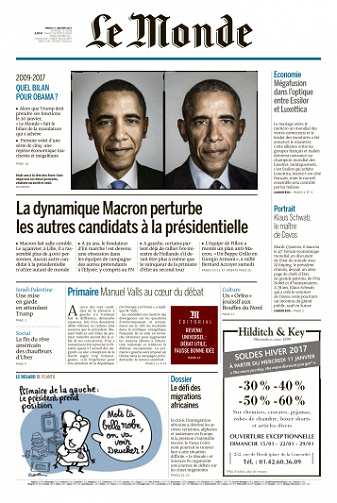 Le Monde du Mardi 17 Janvier 2017