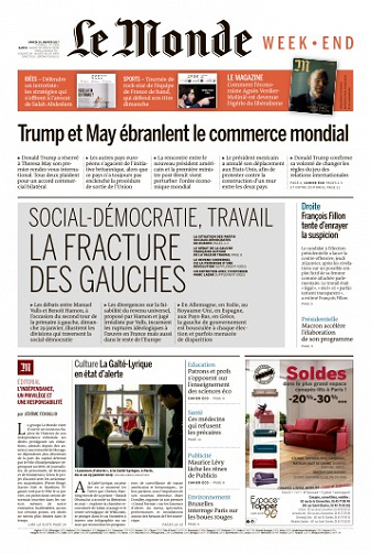 Le Monde du Samedi 28 Janvier 2017