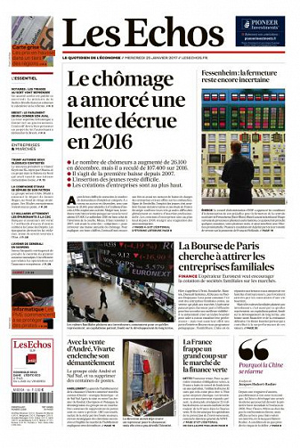 Les Echos du Mercredi 25 Janvier 2017