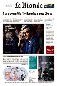 Le Monde + 2 suppléments du jeudi 26 janvier 2017