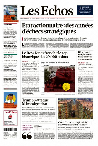 Les Echos du Jeudi 26 Janvier 2017