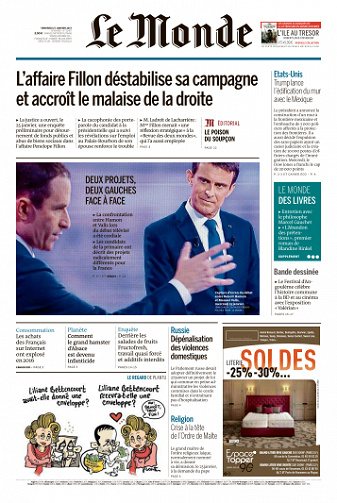 Le Monde du Vendredi 27 Janvier 2017
