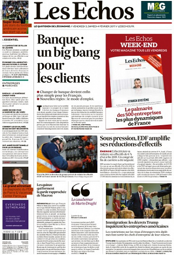Les Echos du Vendredi 3 et Samedi 4 Février 2017