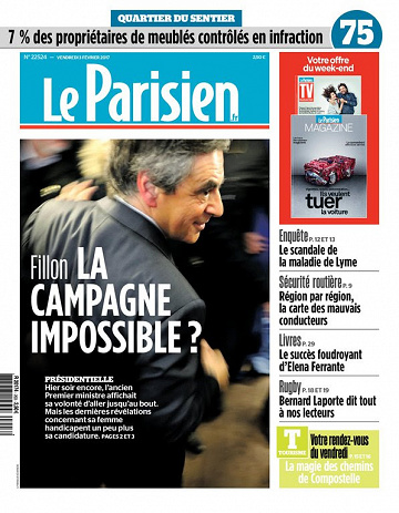 Le Parisien + Journal de Paris + Magazine du vendredi février 2017