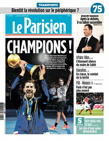 Le Parisien + Journal de Paris du lundi 30 janvier 2017