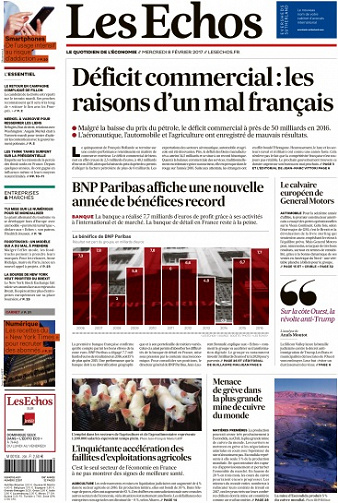Les Echos du Mercredi 8 Février 2017