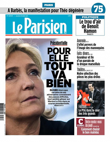 Le Parisien + Journal de Paris du jeudi 16 février 2017