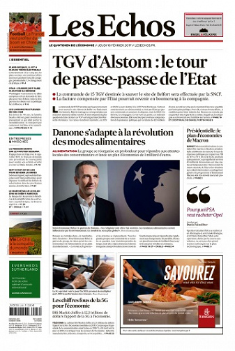 Les Echos du Jeudi 16 Février 2017