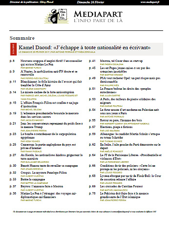 Mediapart ( Édition De La Mi Journée ) Du Dimanche 26 Février 2017