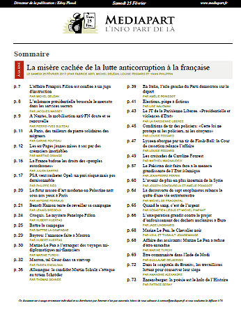 Mediapart ( Edition Du Matin ) Du Samedi 25 Février 2017