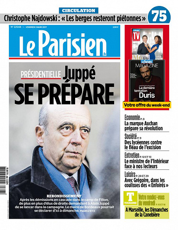 Le Parisien + Journal de Paris + Magazine du vendredi 3 mars 2017