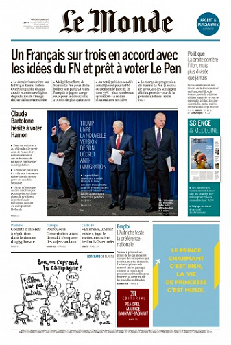 Le Monde du Mercredi 8 Mars 2017