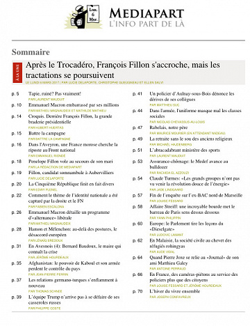 Médiapart ( édition matin) du lundi 6 mars 2017