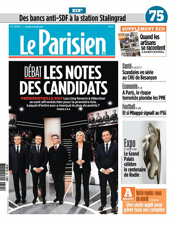 Le Parisien + Eco + Journal de Paris du mardi 21 mars 2017