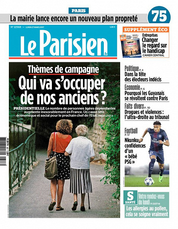 Le Parisien + Eco + Journal de Paris du lundi 27 mars 2017