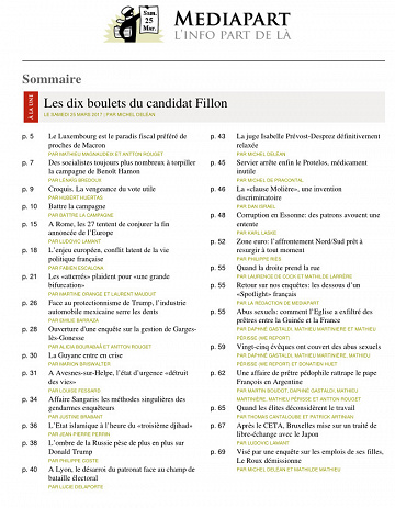 Médiapart ( édition matin) du samedi 25 mars 2017