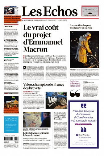 Les Echos du Lundi 27 Mars 2017