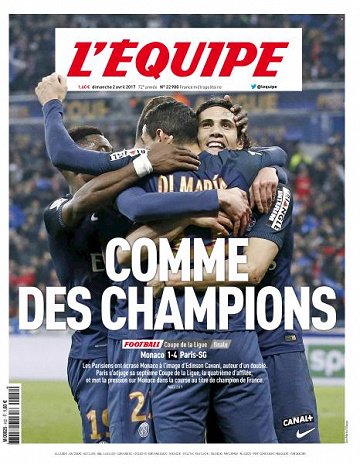 L’equipe du Dimanche 2 Avril 2017