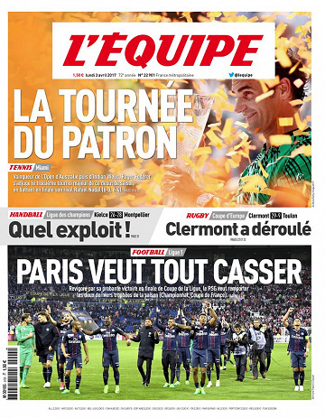 L’Équipe du lundi 03 avril 2017