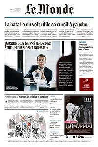 Le Monde du Mardi 4 Avril 2017