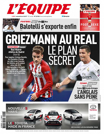 L’Équipe du samedi 08 avril 2017