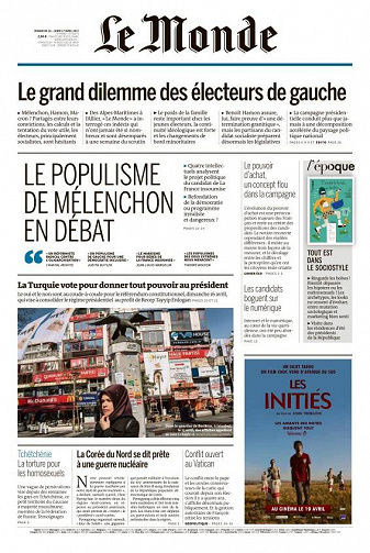 Le Monde du Dimanche 16 et Lundi 17 Avril 2017