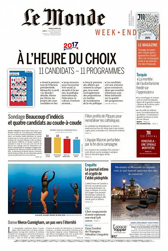 Le Monde du Samedi 15 Avril 2017