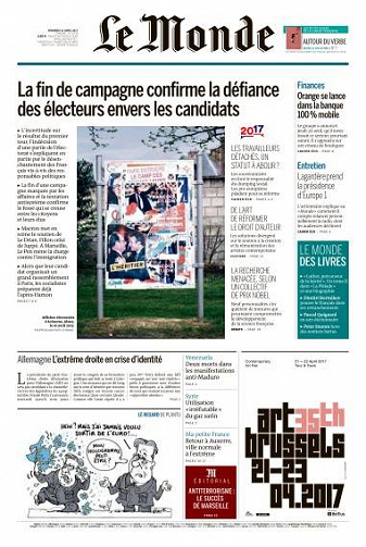 Le Monde du Vendredi 21 Avril 2017