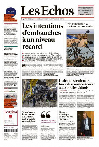 Les Echos du Jeudi 20 Avril 2017