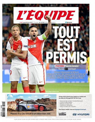 L’equipe du Jeudi 20 Avril 2017