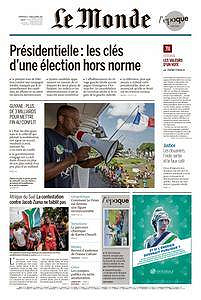 Le Monde du Dimanche 23 et Lundi 24 Avril 2017