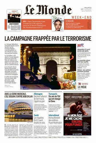 Le Monde du Samedi 22 Avril 2017