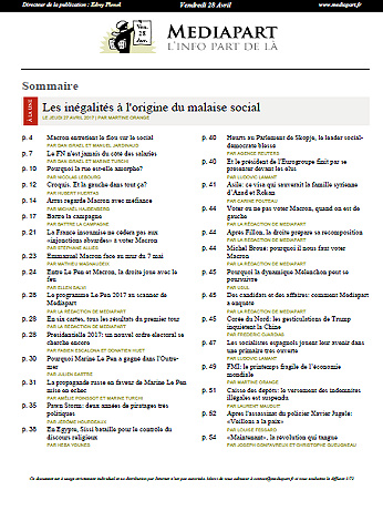 Mediapart ( Édition Du Matin ) Du Vendredi 28 Avril 2017