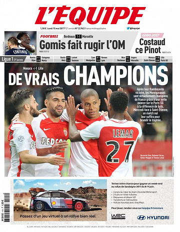 L’Équipe du lundi 15 mai 2017