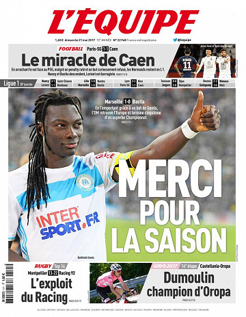 L’Équipe dimanche 21 mai 2017