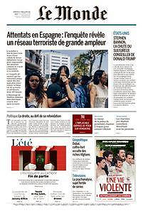 Le Monde du Dimanche 20 et 21 Lundi Août 2017