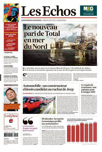 Les Echos du Mardi 22 Août 2017
