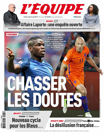 L’Equipe du Jeudi 31 Août 2017
