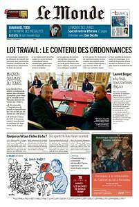 Le Monde du Vendredi 1 Septembre 2017
