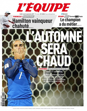 L’Equipe du Lundi 04 septembre 2017