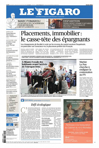 Le Figaro du Samedi 9 et Dimanche 10 Septembre 2017