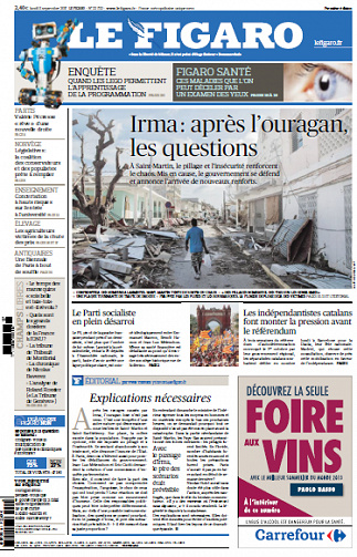 Le Figaro du Lundi 11 Septembre 2017