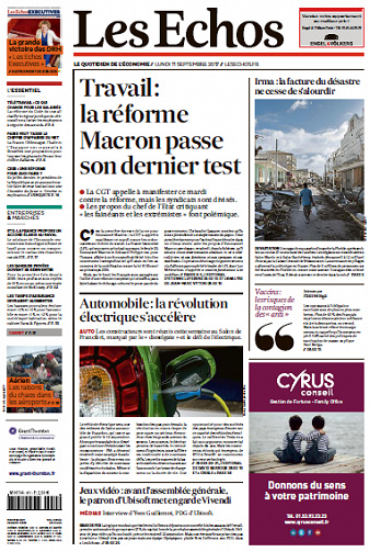 Les Echos du Lundi 11 Septembre 2017
