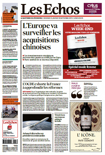Les Echos du Vendredi 15 Septembre 2017