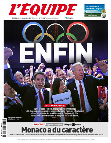 l’Équipe Du Jeudi 14 Septembre 2017